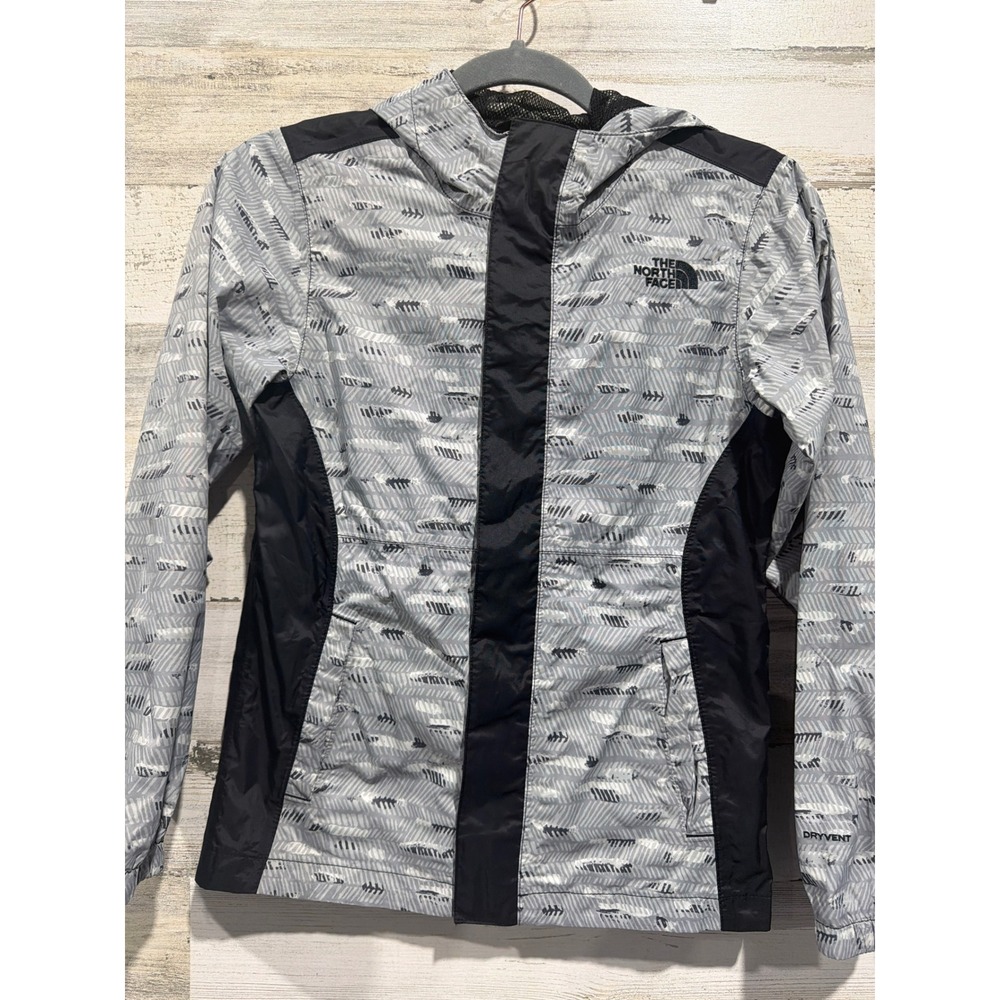 The‎ North Face Rain Jacket Girls M 10/12 Grey Geometric DryVent Gorpcore EUC